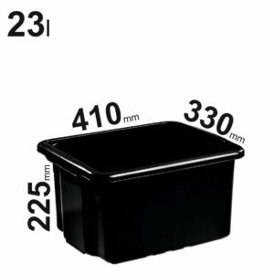 23l juodos spalvos plastikinės dėžės 410x330x225mm, NOR72600200