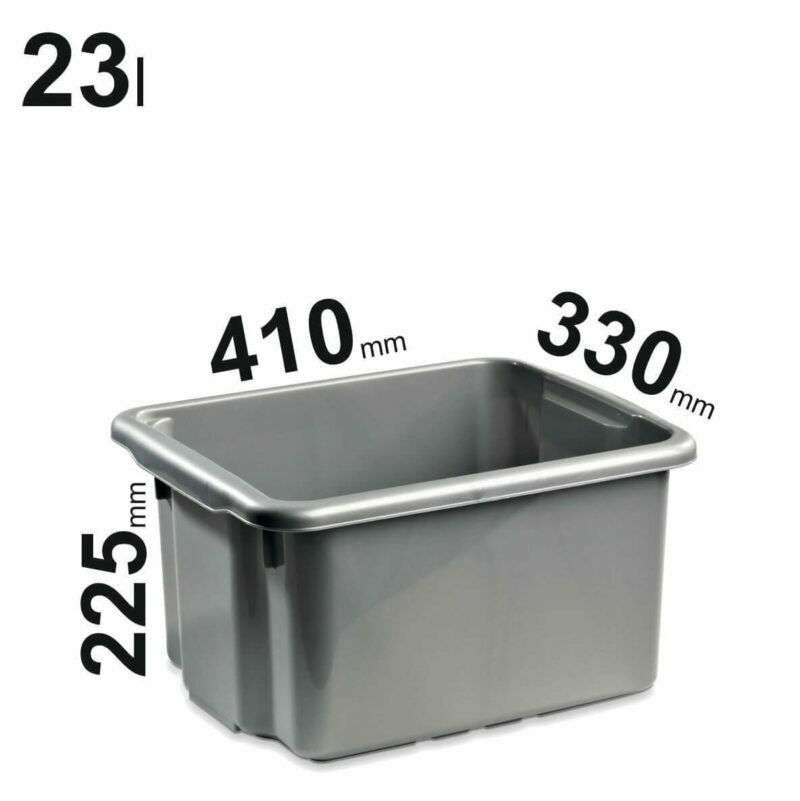 23l sidabro spalvos plastikinės dėžės 410x330x225mm, NOR72602400
