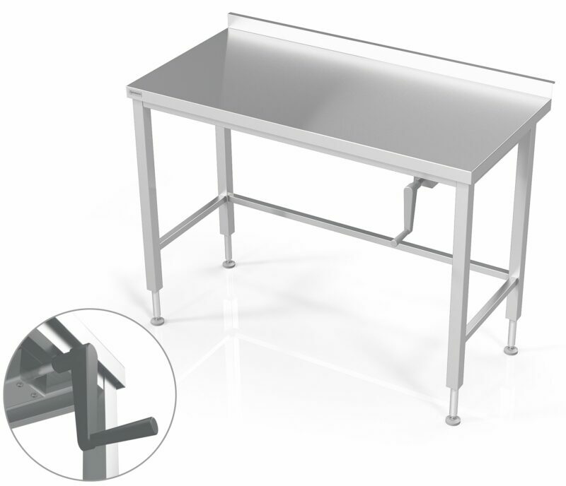 Adjustable height table with handle