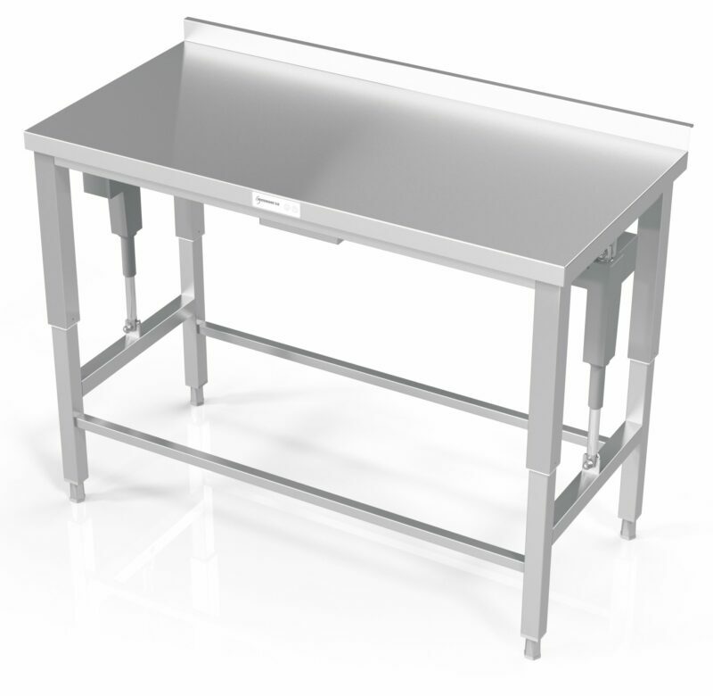 email height-adjustable table with shelf frame