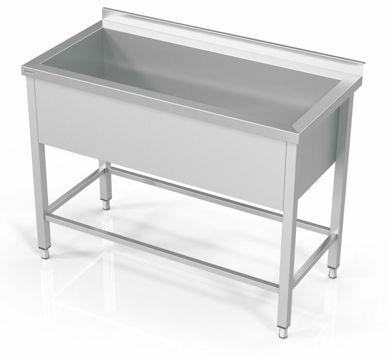 Table with tub and frame for modular shelf