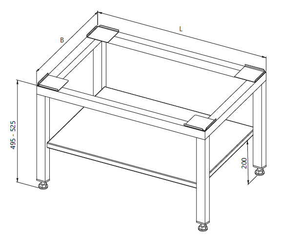 Drawing of a universal stand for equipment with a shelf