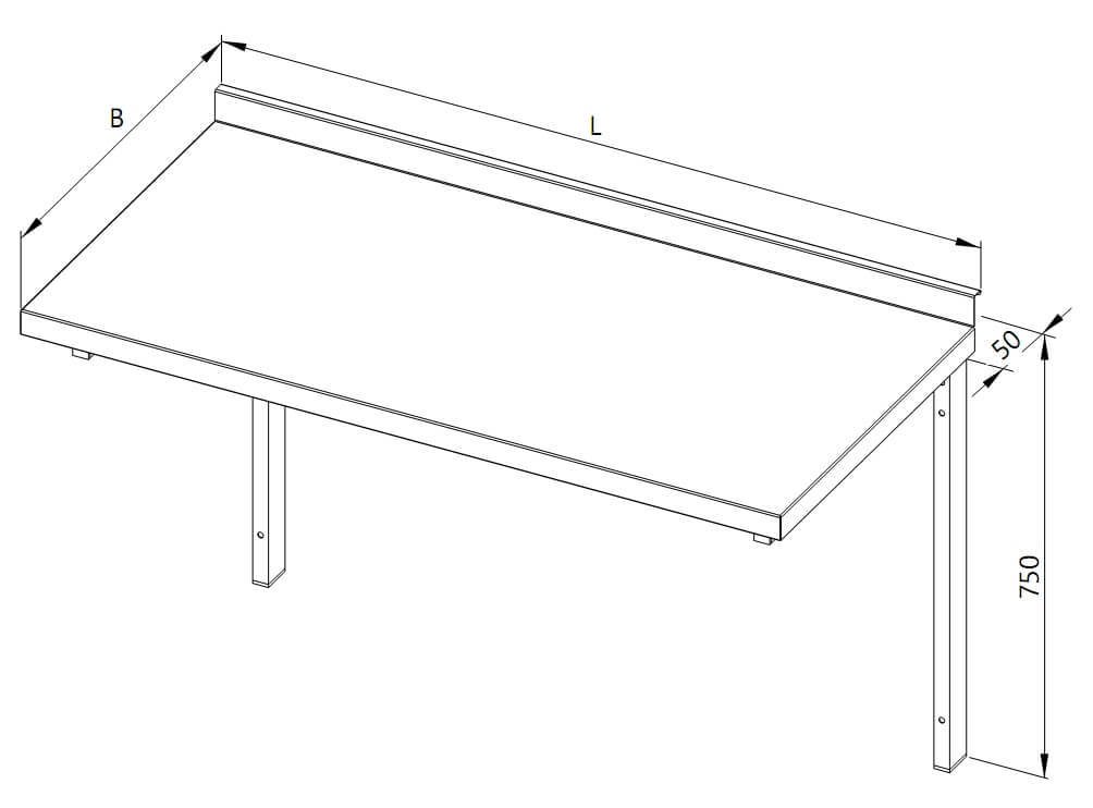 A drawing of a wall-mounted table