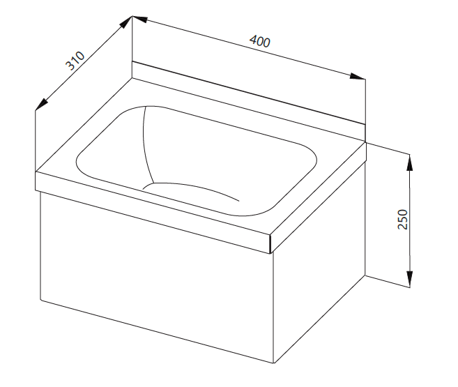 Wall-mounted sinks, 40x31x25cm drawing