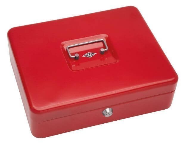 Metal box for money, red