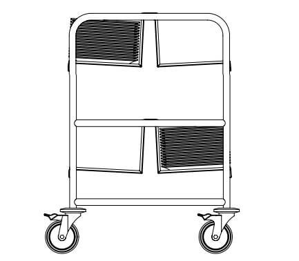 Stainless steel plate trolleys with 4 shelves