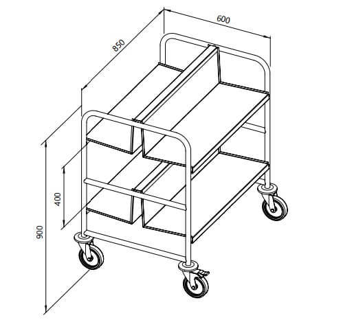 Stainless steel plate trolleys with 4 shelves