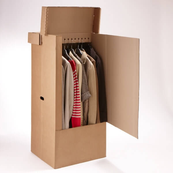 Cardboard wardrobe for seasonal clothes