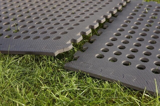 Perforated mats are connected to each other