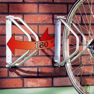 Wall-mounted, rotating racks for one bicycle