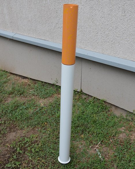 Insertable, cigarette-shaped ashtrays