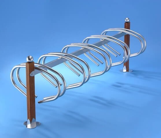 Double-sided racks for 10 bicycles, with wooden frames