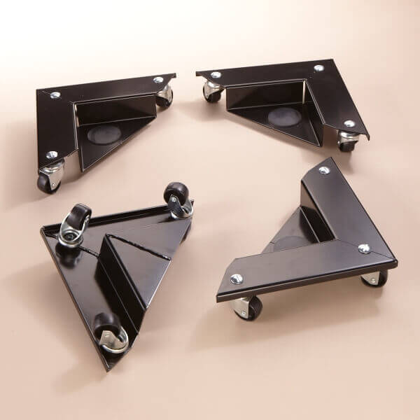 Corner brackets with wheels for moving furniture