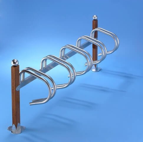 One-sided bike racks with wooden racks