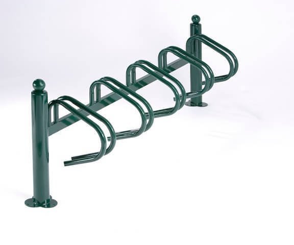 Einseitiger grüner Ständer für Fahrräder mit Rahmen