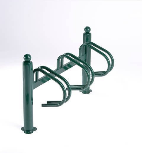 Einseitiger grüner Ständer für Fahrräder mit Rahmen