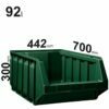 92l plastic box Bull7, green (verde) 442x700x300mm