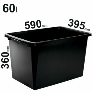 60l juodos spalvos Store LT sandėliavimo dėžės 590x395x360mm 78600200
