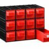 Szuflady plastikowe PUMA202, czerwone, 234x148x175mm