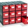 Plastikiniai stalčiukai PUMA202, raudonos spalvos, 234x148x175mm