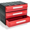 Plastikiniai stalčiukai PUMA204, raudonos spalvos, 234x148x175mm