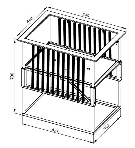 Drawing of the built-in pallet dispenser