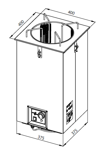 Zeichnung eines eingebauten beheizten Tellerspenders
