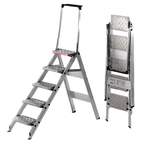 5-poziomowe składane platformy z żebrowanymi aluminiowymi poziomami Little Jumbo