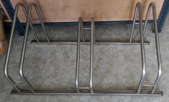 Three-place stainless steel bicycle rack