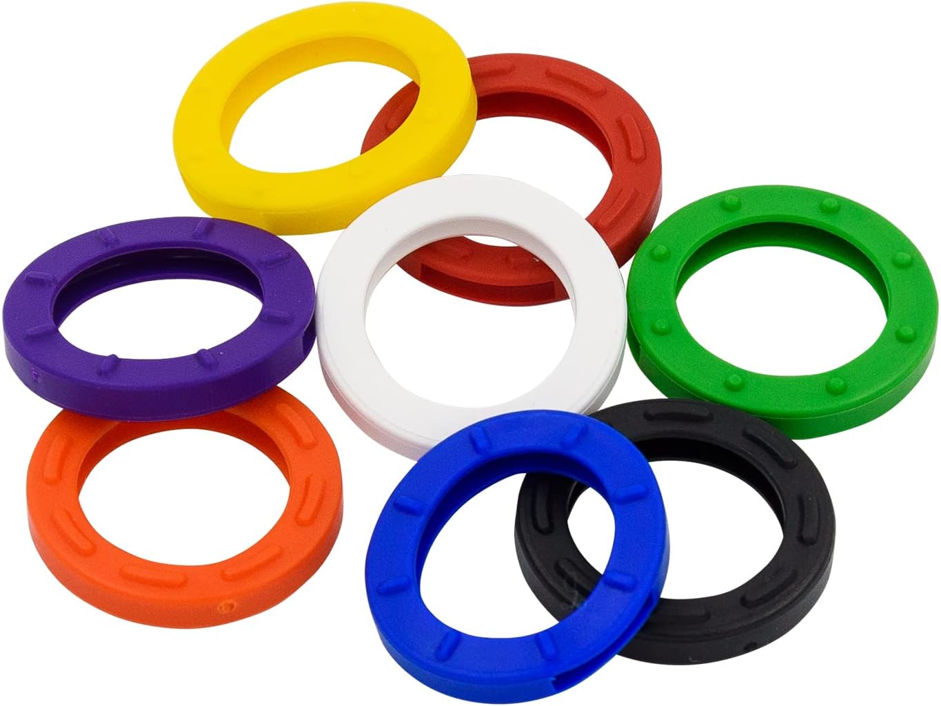 Mehrfarbige Ringe zum Markieren von Schlüsseln mit rundem Kopf
