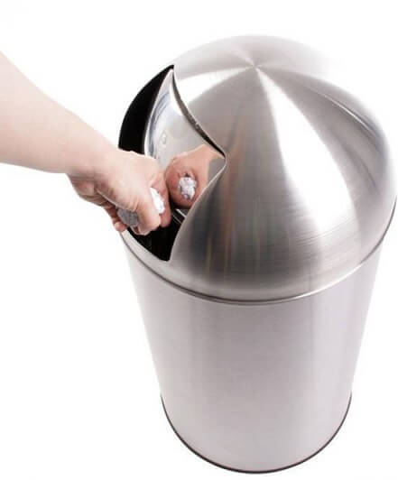 Trash cans with push-on lids