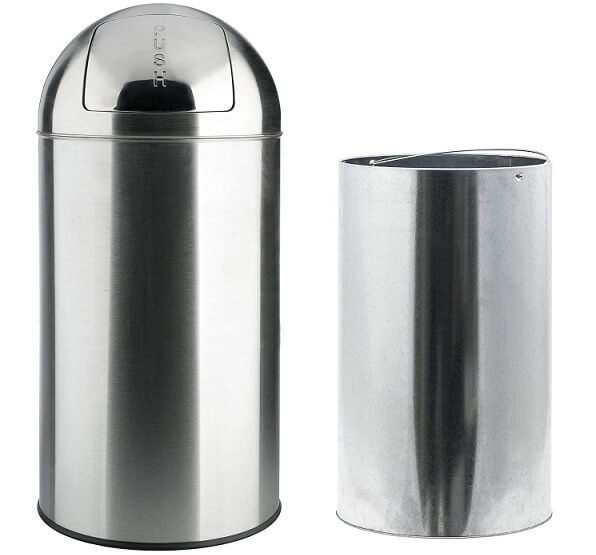 Trash cans with push-on lids