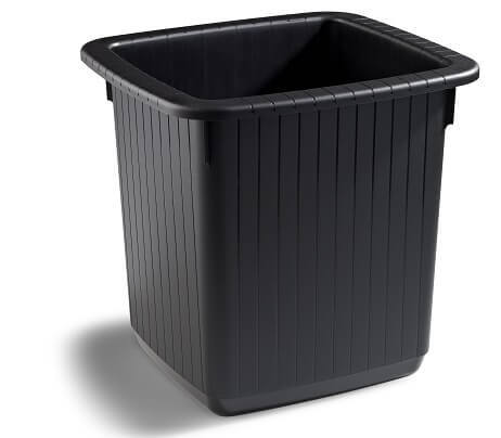 20l capacity, black rectangular dustbin for papers 2200-0200