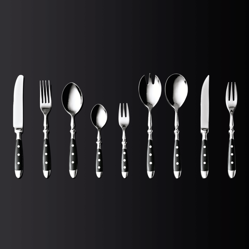 roostevabast terasest tööriistad, söögiriistad kohvikutele, söögiriistad bistroole, lusikas, kahvel, nuga