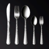stainless steel tools, knife, fork, spoon