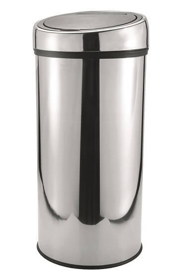 Stainless steel waste bin with hinged lid 1141 400