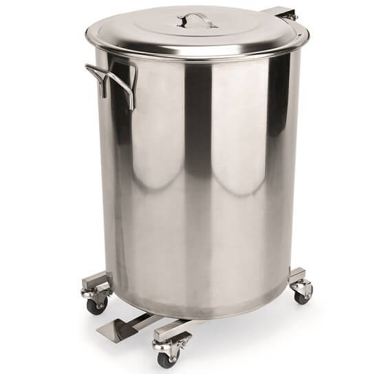 Stainless steel containers with wheels and pedal opening lid 4453 500
