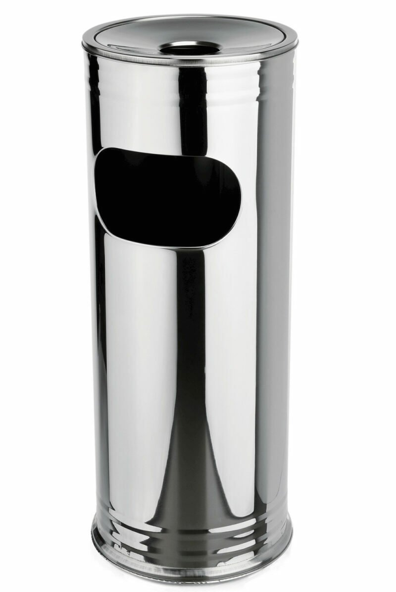 Stainless steel trash can with ashtray