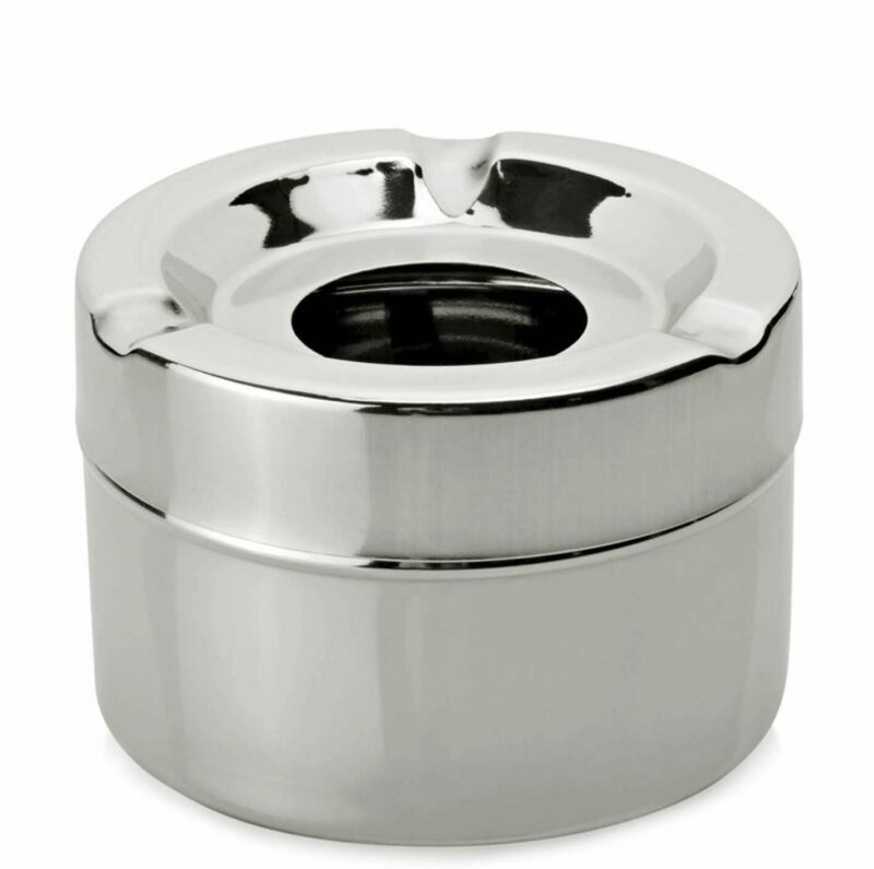 Tall closed stainless steel ashtrays