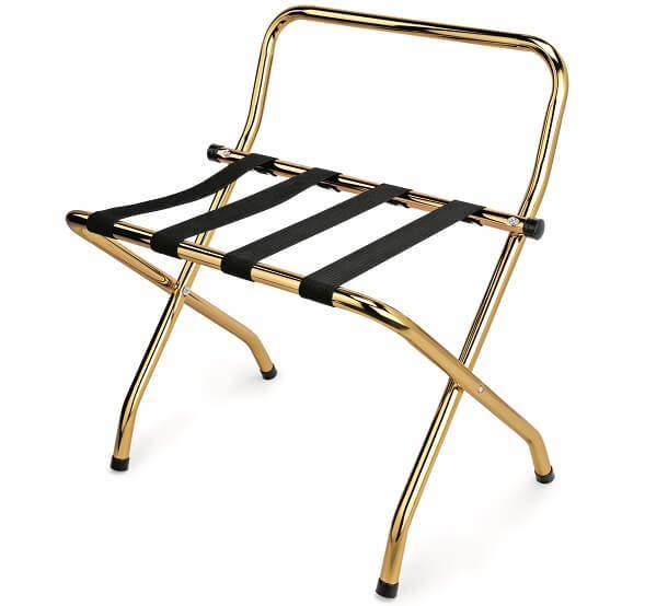 Brass colored luggage racks with wall protection 1630 002