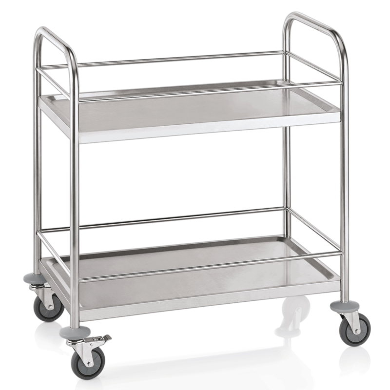 Serving carts with shelf edges