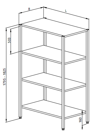 A drawing of a welded rack