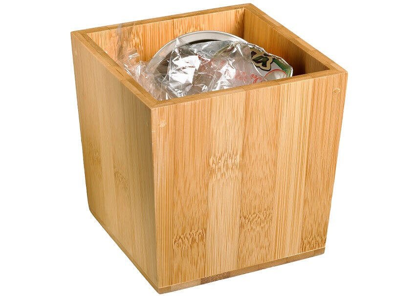 Bamboo table trash cans