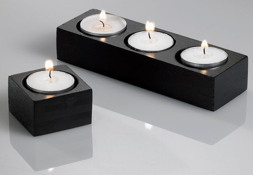 Black bamboo candle holders
