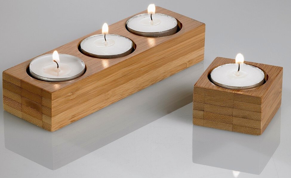Natural bamboo candle holders
