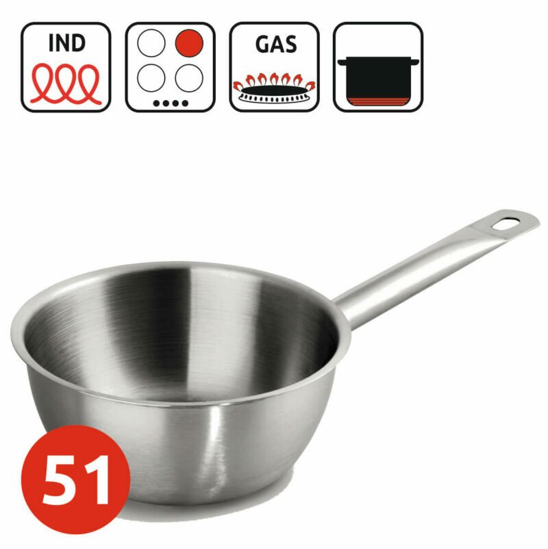 Stainless steel pans with a long handle