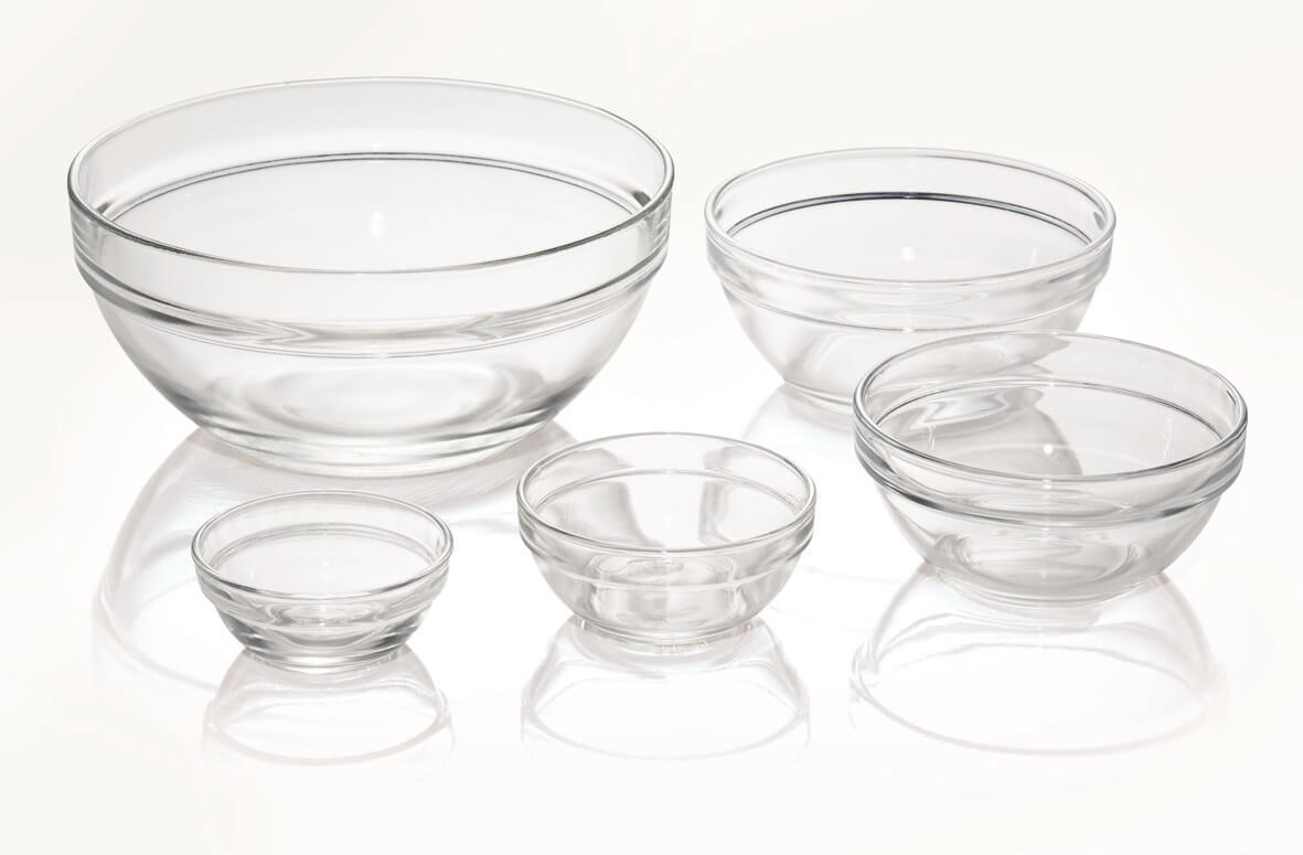 Tempered glass bowls