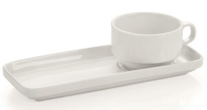 Porcelain tray with place for a cup