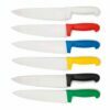 Couteaux de chef HACCP avec lames de 18 cm de long et manches de différentes couleurs