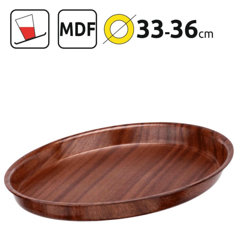 Non-slip pressed wood trays for beer, 33-36cm in diameter